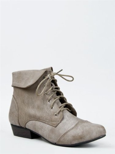 Breckelles Indy-11 Women`S Fold Over Lace Up Oxford Boots
