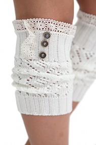 Women’s Boot Cuffs Vintage Style 3 Button Ivory by Boutique Socks