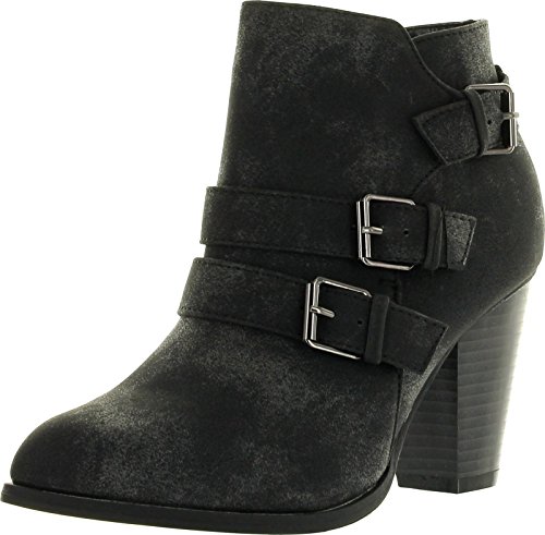 Forever Camila-64 Womens Fashion Chunky Heel Buckled Strap Ankle Booties