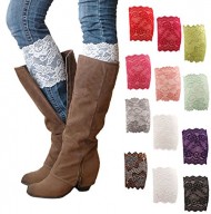 HP95(TM) Womens Stretch Lace Boot Leg Cuffs Soft Laced Boot Socks (A)