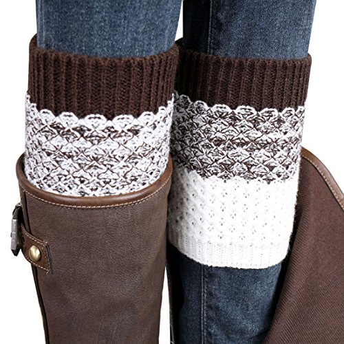 Coromose® 2015 Jacquard Knitted Cuffs Toppers Liner Boot Leg Warmers Socks (Brown)