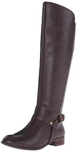 Anne Klein Women’s Kahlan Leather Riding Boot, Dark Brown, 10 M US