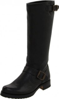 FRYE Women’s Veronica Slouch Boot, Black Tumbled Full Grain Leather, 7 M US
