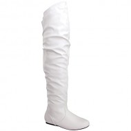 Top Moda JL-21 Women’s Over The Knee Slouch Boots, Color:WHITE, Size:7.5