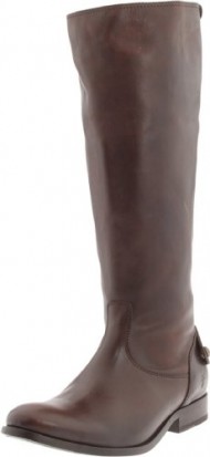 FRYE Women’s Melissa Button Back-Zip Boot, Dark Brown Smooth Vintage Leather, 8.5 M US