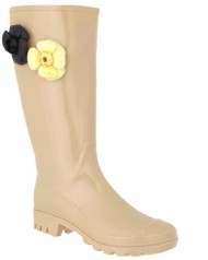 Capelli New York Shiny Solid With Jelly Flower Trims Ladies Basic Body Jelly Rain Boot Nude 8
