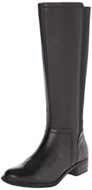 Hush Puppies Women’s Lindy Chamber Riding Boot, Black/Black Waterproof Leather, 8.5 M US
