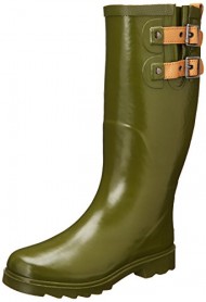 Chooka Women’s Top Solid Rain Boot, Olive Drab, 7 M US