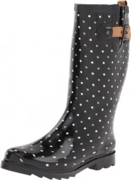 Chooka Women’s Classic Dot Rain Boot, Black, 9 M US