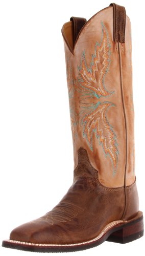 Justin Boots Women’s U.S.A. Bent Rail Collection 13″ Boot Wide Square Double Stitch Toe Performance Rubber Outsole,Arizona Mocha/Fogged Camel,8 B US