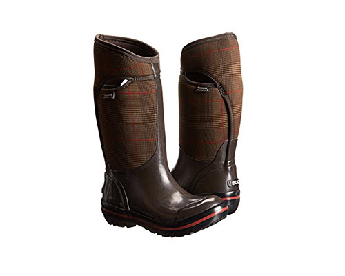 Bogs Women’s Plimsoll Prince Of Wales Tall Waterproof Winter & Rain Boot,Chocolate,8 M US