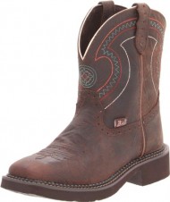Justin Boots Women’s Gypsy Collection 8″ Boot Wide Square Double Stitch Toe Brown Rubber Outsole,Barnwood Brown Cowhide/Barnwood Brown Cowhide with Diamond Cut Pull Strap,10 B US