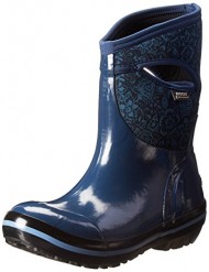 Bogs Women’s Plimsoll Quilted Floral Mid Waterproof Winter & Rain Boot,Indigo,9 M US