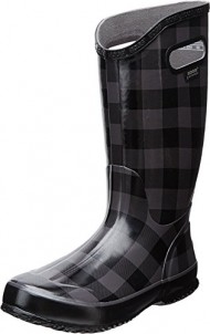 Bogs Women’s Buffalo Plaid Rain Boot,Black/Gray,11 M US
