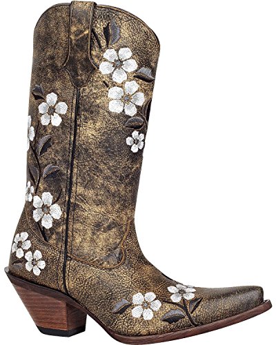 Durango Women’s Crush Floral Bouquet Embroidered Cowgirl Boot Snip Toe Tan US