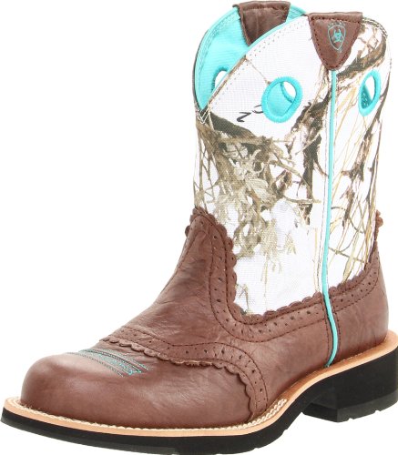 Ariat Women's Fatbaby Cowgirl Western Boot, Brown Crinkle/Snowflake, 10 ...