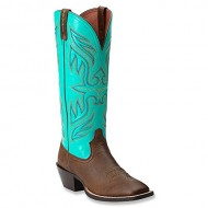 Ariat Womens Round Up Buckaroo Boot Vintage Bomber/Solid Turquoise Size 7