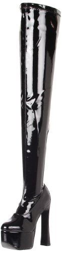 Pleaser Women’s Candy-3000/B Boot,Black Stretch Patent,7 M US