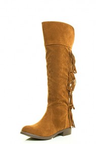 Adriana Womens Almond Toe Western Fringe Low Heel Over Knee Thigh Riding Boot 8.5 Rust