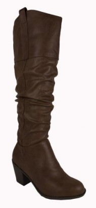 Tousle! By City Classified Slouchy Classic Knee-high Boots with Pull-on Tabs, Chunky Heels, and a Cowboy, Midwestern Feel, brown leatherette, 8 M