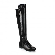 FOREVER FIFTY-50-4 Women’s Fashion Two Tone Over The Knee High Slick Riding Boot, Color:BLACK, Size:5.5