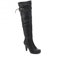 FOREVER CECI-11 Women’s Kitty Heel Back Lace Up Over The Knee High Boots, Color:BLACK, Size:6