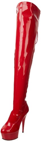Pleaser Women’s Delight-3063 Boot,Red Patent,9 M US