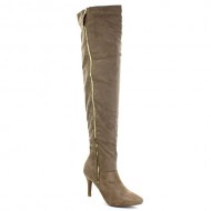 FOREVER ALEXIA-1 Women’s Sassy Side Zipper Thigh High Riding Boots, Color:TAUPE, Size:10