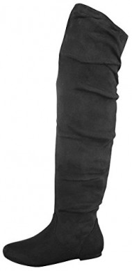 Top Moda JL-45 Women’s Over The Knee Slouch Boots, Color:BLACK, Size:8