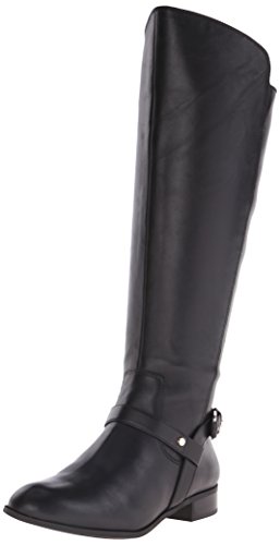 Anne Klein Women’s Kahlan Wide Calf Leather Riding Boot, Black, 10 M US