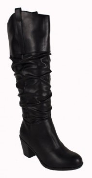 Tousle! By City Classified Slouchy Classic Knee-high Boots with Pull-on Tabs, Chunky Heels, and a Cowboy, Midwestern Feel, black leatherette, 7 M