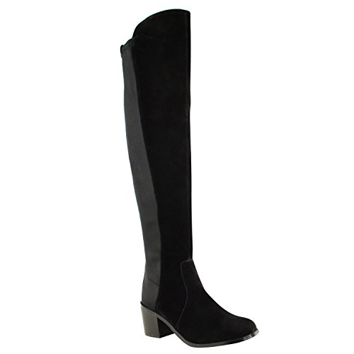 Fashion Thirsty Womens Over The Knee Thigh High Stretch Pull On Low Mid Heel Boots Shoes Size 10