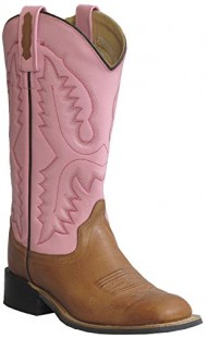 Old West Pink Womens All Over Leather Broad Square Toe Cowboy Boots 8 M