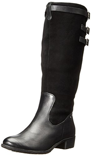 Hush Puppies Women’s Leslie Chamber Riding Boot, Black Waterproof Leather/Suede, 9.5 M US