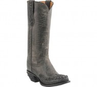 Lucchese Women’s Handcrafted 1883 Joan Studded Anthracite Cowgirl Boot Grey US