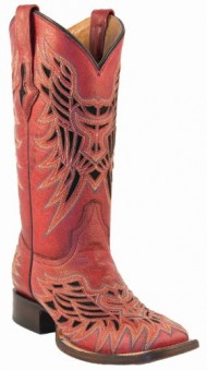Lucchese Women’s Handcrafted 1883 Vintage Inlay Cowgirl Boot Square Toe Red US