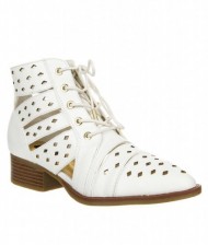 Women’s Trendy Cut Out Lace Up Ankle Bootie STEALTH