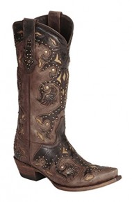 Lucchese Women’s Handcrafted 1883 Studded Fiona Cowgirl Boot Snip Toe Cafe US