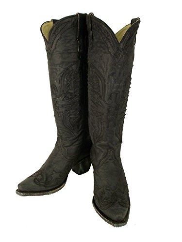 Corral Women's Vintage Eagle Overlay Tall Cowgirl Boots Snip Toe Black ...