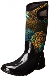 Bogs Women’s North Hampton Floral Rain Boot,Black Multi,7 M US