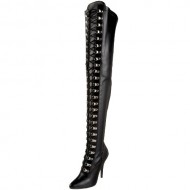 Pleaser Women’s Seduce-3024 Thigh-High Boot,Black Stretch PU,8 M US