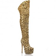 V-Luxury Womens 11-PADMA11 Closed Toe Over The Knee High Heel Platform Pump Shoes, Leopard Faux Suede, 7.5 B (M) US