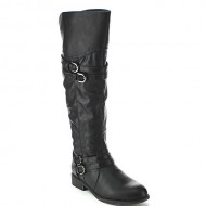 Top Moda FAY-42 Women’s Over The Knee Buckle Riding Boots, Color:BLACK, Size:7.5