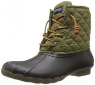 Sperry Top-Sider Women’s Saltwater Quilted Nylon Rain Boot, Brown/Olive, 9 M US