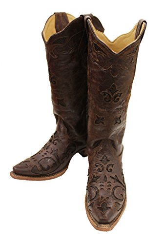 Corral Women's Brown Vintage Lizard Inlay Snip Toe Cowgirl Boots C2692 ...