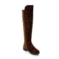 FOREVER FIFTY-50-3 Women’s Fashion Two Tone Over The Knee High Print Riding Boot,BROWN LEOPARD,7.5