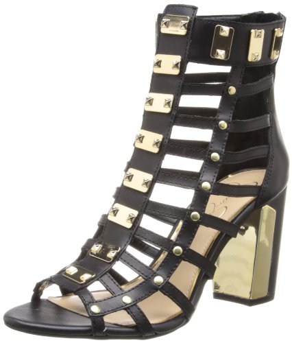 Jessica Simpson Women’s Justinah Gladiator Sandal,Black Zip Leather,6.5 M US