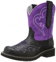 Ariat Women’s Fatbaby Heritage Harmony Western Boot,  Roughed Black/Fuchsia,  8 M US