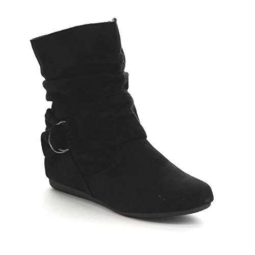Beston GA43 Women’s Fashion Calf Flat Heel Side Zipper Slouch Ankle ...