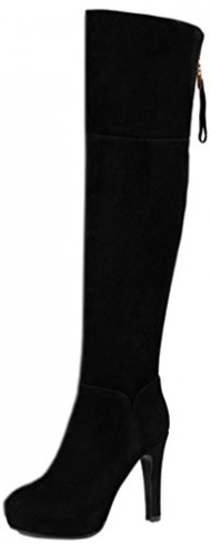 Harshiono® Women’s Pure Genuine Leather High Heels Thigh High Boots (US 8 (EURO 39), Genuine Lambskin Leather)